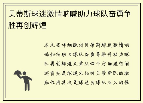 贝蒂斯球迷激情呐喊助力球队奋勇争胜再创辉煌