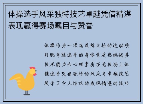 体操选手风采独特技艺卓越凭借精湛表现赢得赛场瞩目与赞誉